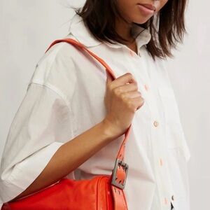 Free People Orange Leather “Arm Candy” Shoulder Bag